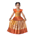 Kids New Traditional Yellow Pattupavadai Set with Aari Stone Work and traditional skirt